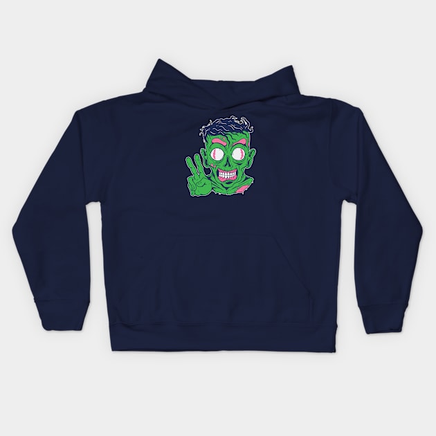 Funny Zombie Monster Cartoon Kids Hoodie by SLAG_Creative